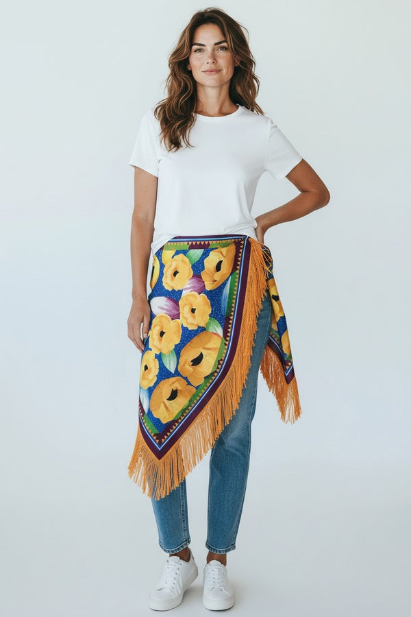 FRANCO FERRARI - SILK FRINGE SCARF - Fearrington Village