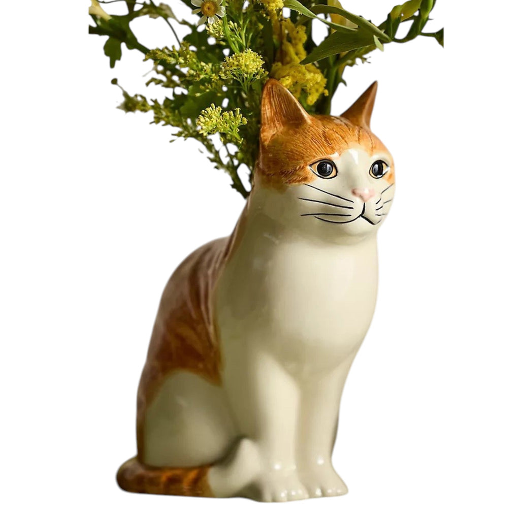 Quail Ceramics クエイル　キャット・フラワーベース L QUAIL CERAMICS - SQUASH CAT FLOWER VASE - Fearrington Village