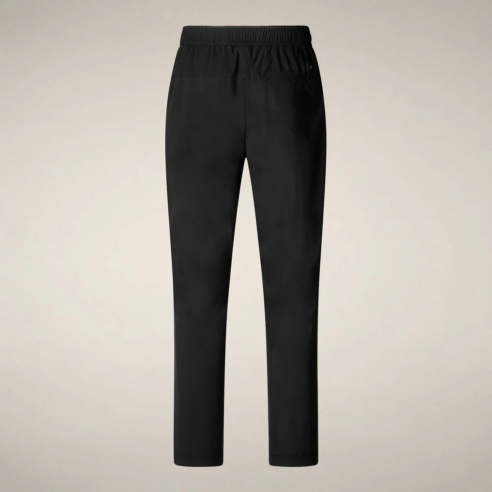 SAVE THE DUCK - MICHAEL PANTS: Beige, lightweight quick-dry trousers with an elastic waistband and straight-leg fit by SAVE THE DUCK, displayed from the front against a neutral background.
