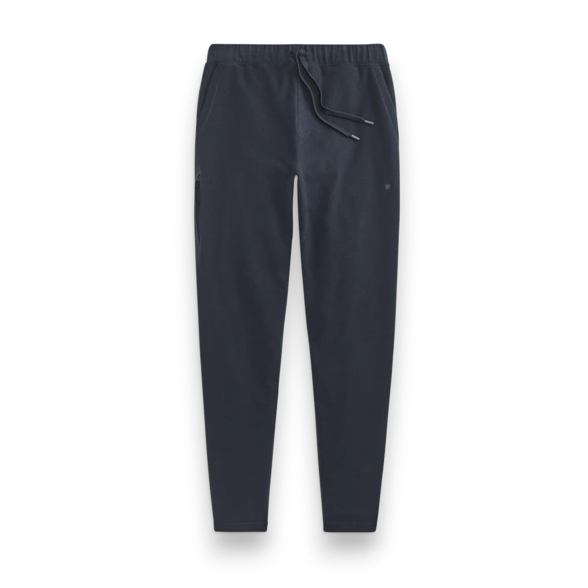 The MACK WELDON ACE Straight Leg Sweatpant in dark navy features French terry fabric, an elastic waistband with adjustable drawstring, and side pockets, shown on a white background.