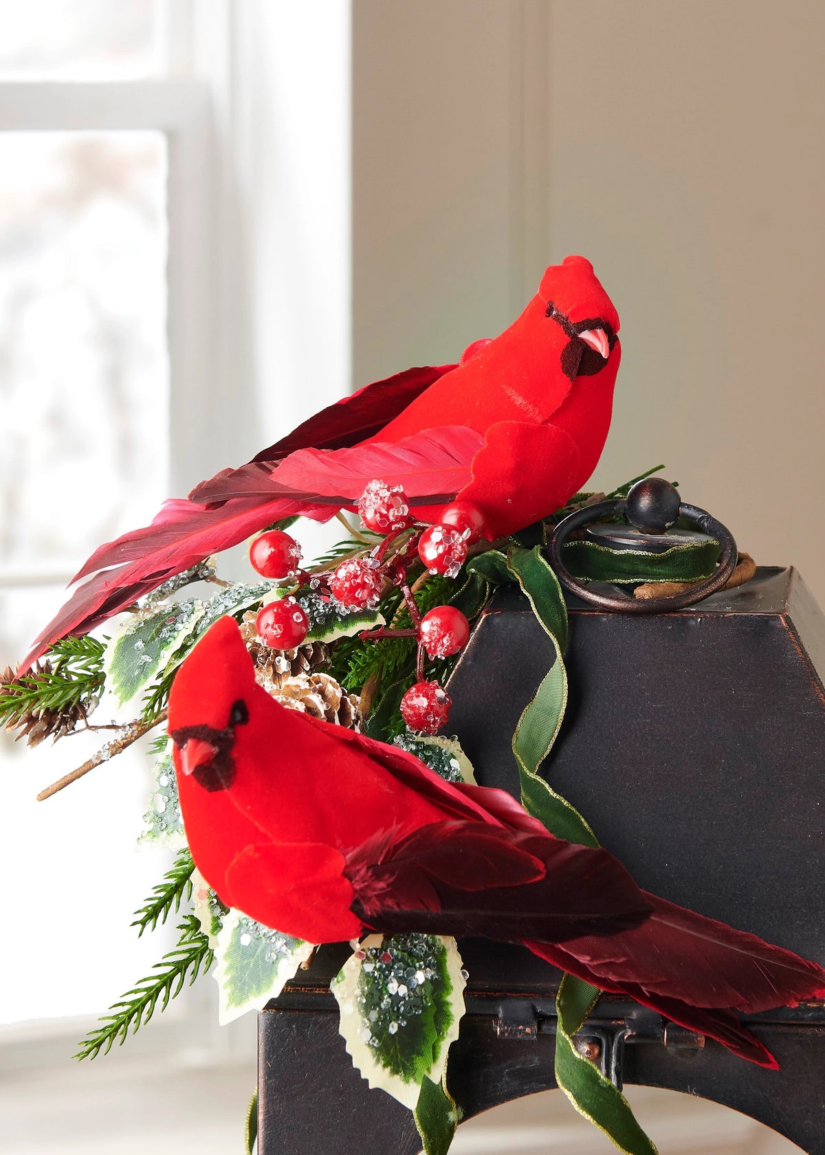 Red CLIP-ON CARDINAL ORNAMENT - 7” Christmas ornament.