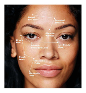 A dark glass dropper bottle of SKIN CEUTICALS P-TIOX serum stands upright on a white background with a reflection beneath, featuring product details for needle-free wrinkle correction.