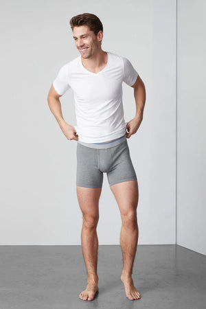 The MACK WELDON 18 Hour Jersey V-Neck Undershirt, a plain white slim fit short-sleeve tee, is laid flat on a white background.