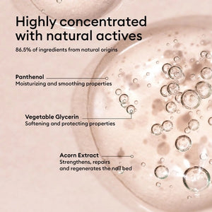 A square glass bottle labeled “MANUCURIST - COMPLETE SERUM” by MANUCURIST INC is displayed, featuring a dropper cap. The dropper, filled with a clear liquid dotted with tiny bubbles, rests beside the bottle—ideal for nourishing damaged nails and delivering essential hydration to cuticles. The scene is set against a soft beige background.