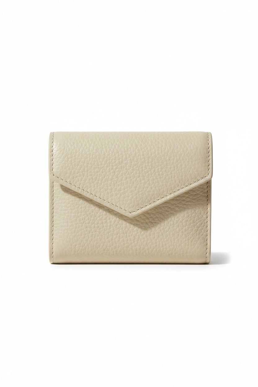 LE BORSETTE LEATHER FOLDOVER WALLET in brown pebbled leather with an envelope-style flap.