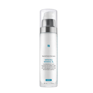 A 50ml (1.7 fl oz) white bottle of SKINCEUTICALS METACELL RENEWAL B3 by SkinCeuticals, featuring a silver pump, clear cap, and blue/black label text. This anti-aging niacinamide lotion targets photoaging.