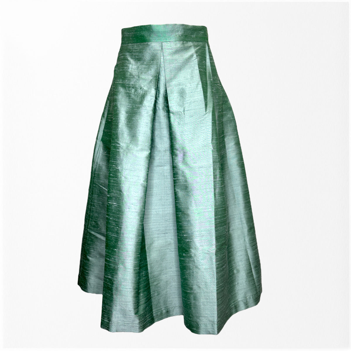 Introducing the MIDI STRUCTURED SKIRT by ALYKI LABORATORIO, a high-waisted A-line skirt that showcases a striking abstract floral pattern in vibrant shades of pink and red on a cream backdrop. Crafted in Italy, this voluminous piece features soft, elegant pleats for a refined yet bold look.