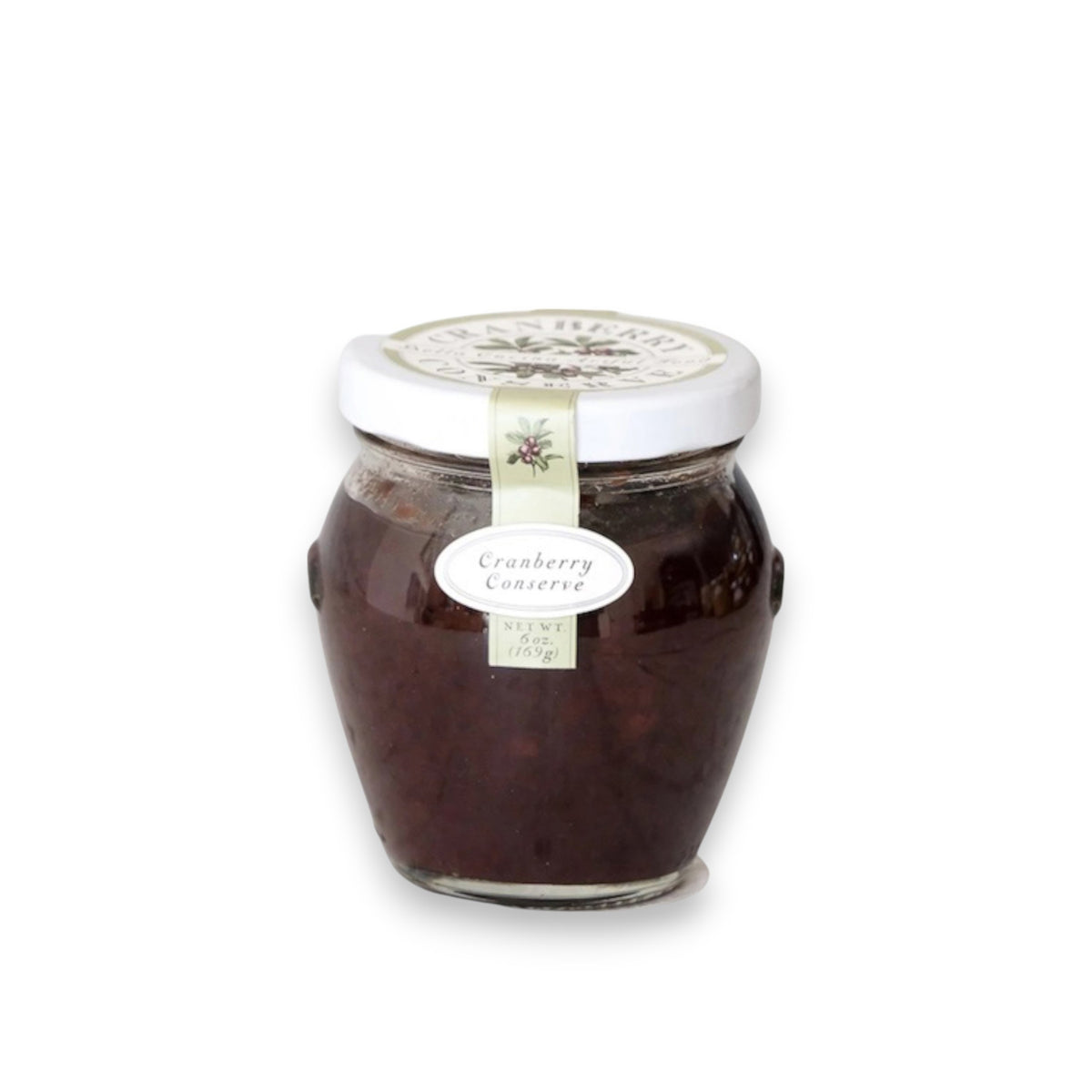 A small jar of BELLA CUCINA - CRANBERRY CONSERVE makes the perfect holiday gift. The white lid and decorative band add a festive touch, while the dark red preserve inside is a pantry essential.