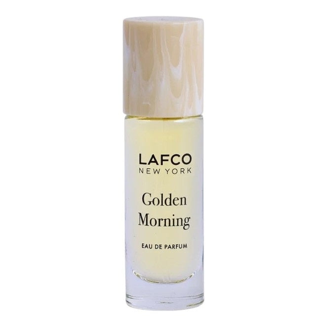 Housed in a clear glass bottle with a beige cap and minimalist black labeling, LAFCO Fine Fragrance Golden Morning 10ml is a floral perfume delicately crafted with essential oils for a fresh, uplifting scent.