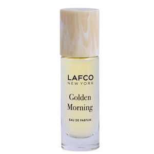 Housed in a clear glass bottle with a beige cap and minimalist black labeling, LAFCO Fine Fragrance Golden Morning 10ml is a floral perfume delicately crafted with essential oils for a fresh, uplifting scent.
