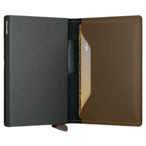 Diagram showing the SECRID - BANDWALLET MATTE POWDER IN EARTH AND BEIGE RFID protected wallet by SECRID, with dimensions of 103 mm in height, 68 mm in width, 19 mm in thickness, and a weight of 76 grams.