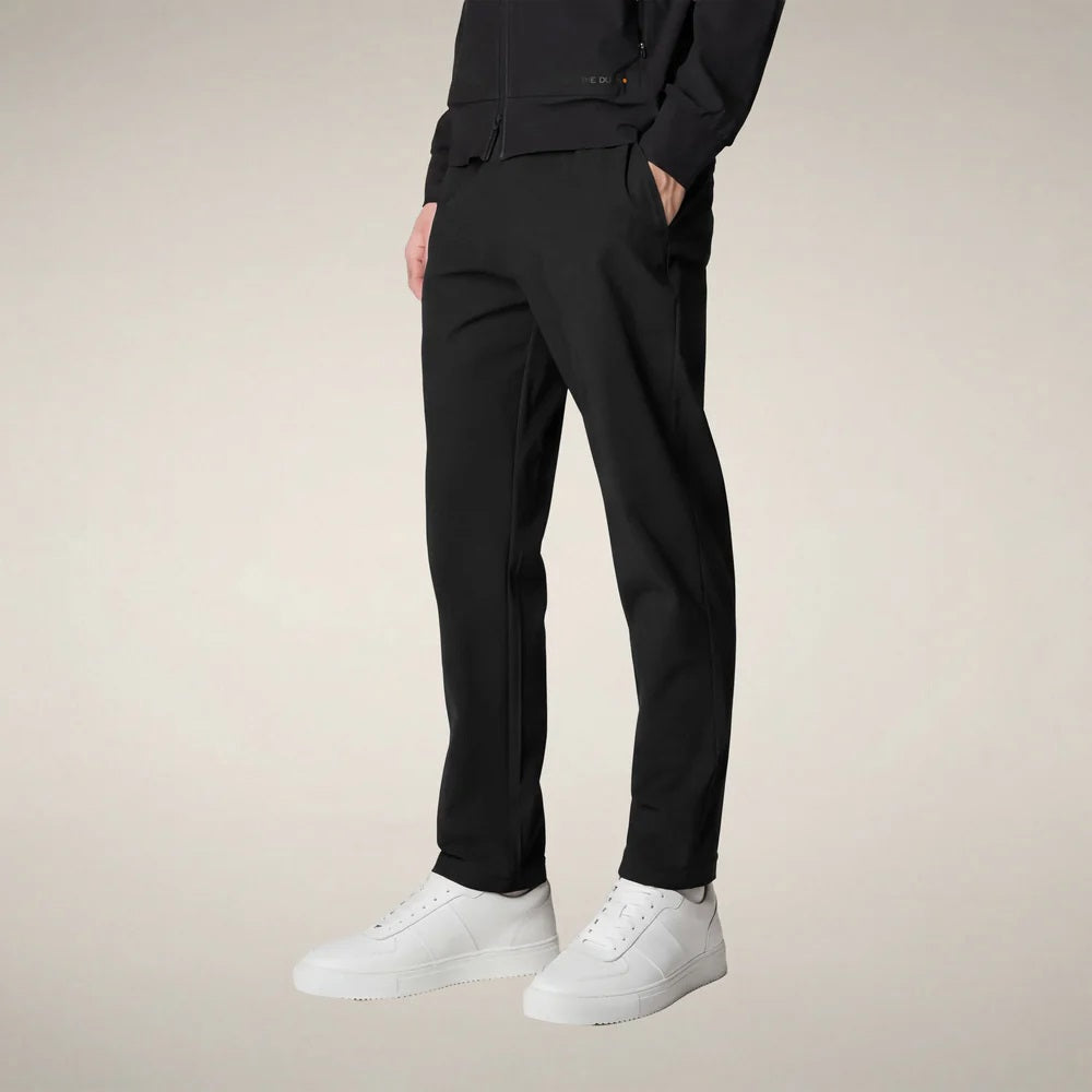 SAVE THE DUCK - MICHAEL PANTS: Beige, lightweight quick-dry trousers with an elastic waistband and straight-leg fit by SAVE THE DUCK, displayed from the front against a neutral background.