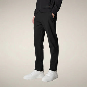 SAVE THE DUCK - MICHAEL PANTS: Beige, lightweight quick-dry trousers with an elastic waistband and straight-leg fit by SAVE THE DUCK, displayed from the front against a neutral background.