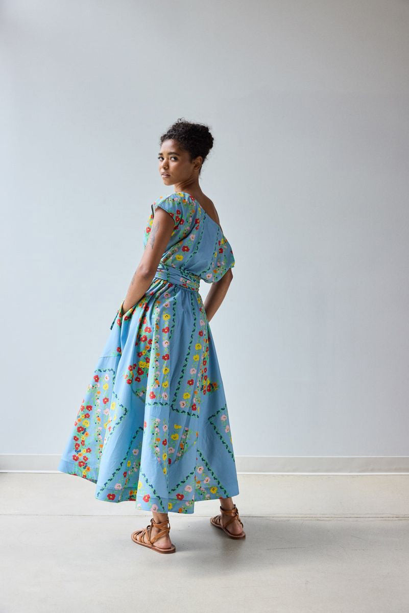 HOPE FOR FLOWERS - FLARED DRESS IN CHAMBRAY FLORAL - Fearrington Village HOPE FOR FLOWERS - FLARED DRESS IN CHAMBRAY FLORAL - Fearrington Village