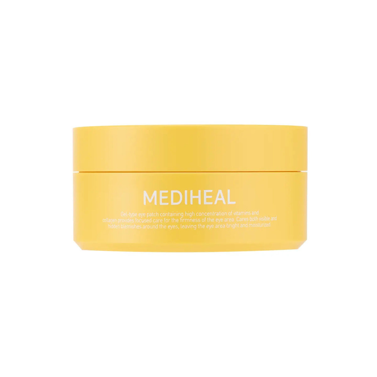 Two crescent-shaped, translucent eye patches from EXOD INTERNATIONAL&#39;s MEDIHEAL - VITA COLLAGEN EYE AMPOULE PATCH rest on a white surface. Their light peach hue evokes a yin-yang harmony while infused collagen gently reduces eye wrinkles.