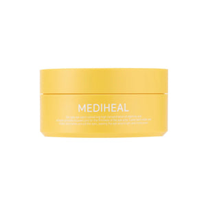 Two crescent-shaped, translucent eye patches from EXOD INTERNATIONAL's MEDIHEAL - VITA COLLAGEN EYE AMPOULE PATCH rest on a white surface. Their light peach hue evokes a yin-yang harmony while infused collagen gently reduces eye wrinkles.