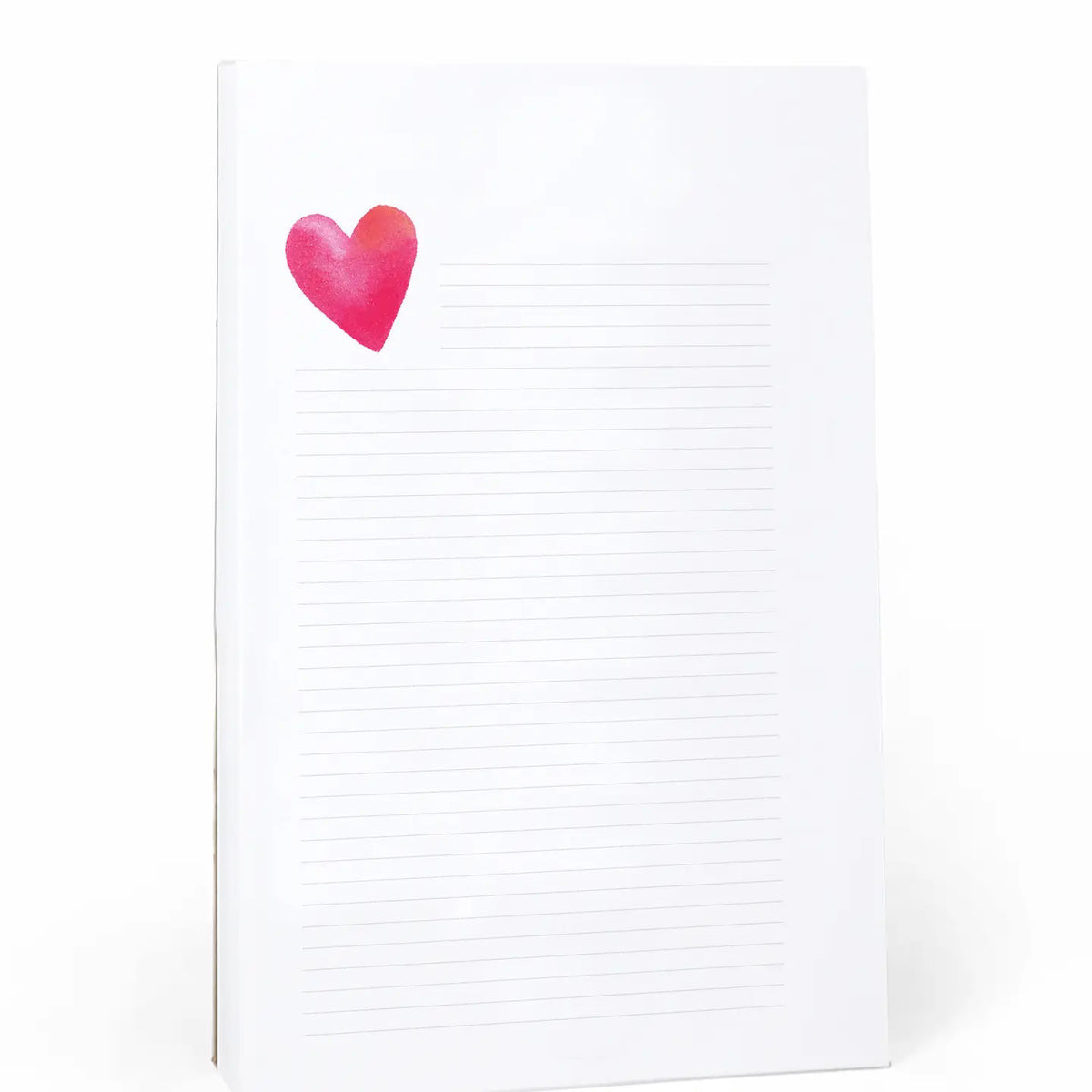 The E. Frances Paper Heart Lined Notepad boasts a charming pink and red heart illustration in the top left corner, reflecting the brand's commitment to quality products that blend style with functionality.