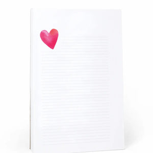 The E. Frances Paper Heart Lined Notepad boasts a charming pink and red heart illustration in the top left corner, reflecting the brand's commitment to quality products that blend style with functionality.