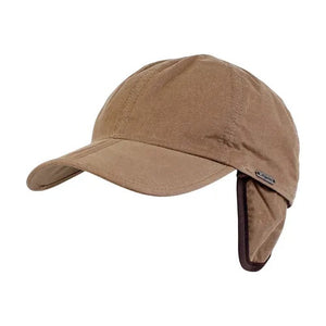 The WIGENS Classic Baseball Cap in waxed cotton with fleece lining features visible stitching and a curved brim in light gray, shown on a white background.