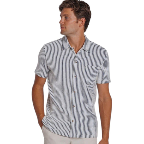 CRIQUET - TERRYCLOTH BUTTON DOWN SHIRT IN STRIPED JACQUARD NATURAL
