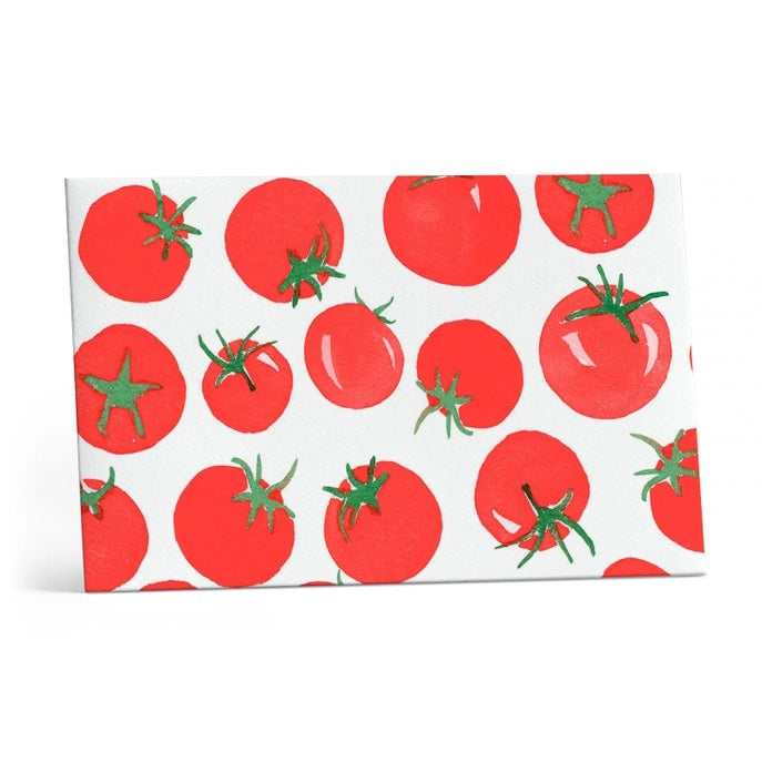 The E. FRANCES LITTLE NOTES DUO LADYBUG set by E. FRANCES PAPER includes 10 cards with a red ladybug design and matching tomato-patterned envelopes in a clear box—ideal for gift tags or sweet notes.