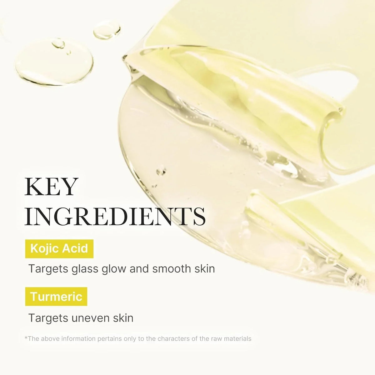 A woman wears the MEDICUBE - KOJIC ACID TURMERIC BRIGHTENING GEL MASK by KOSMIC KBEAUTY SKINCARE on one half of her face in its original gold jelly form, while the other half reveals the mask after it has turned transparent. Text highlights this Korean skincare treatment, infused with kojic acid and turmeric, which absorbs over 3-4 hours and transforms from gold to clear for a radiant, brightening effect.