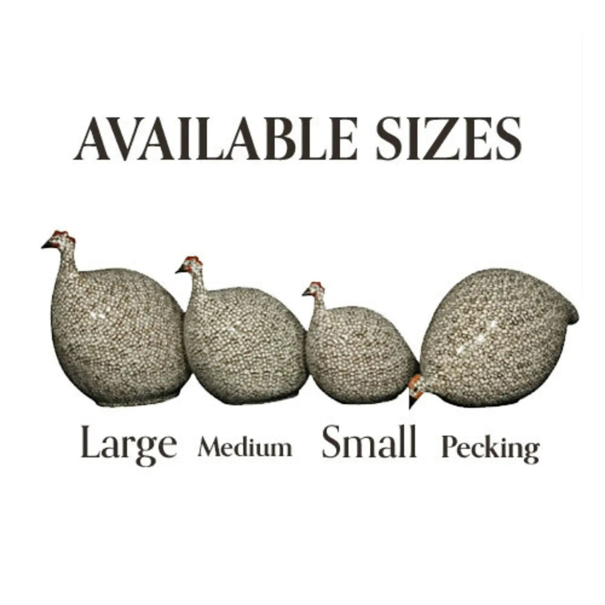 The LES CERAMIQUES DE LUSSAN Medium Ceramic French Guinea in Matte White Spotted Bordeaux is a handmade ceramic sculpture featuring a bird with a rounded body, decorated in a brown and white dotted pattern inspired by French guinea hens, and perched on a simple white cylindrical base.