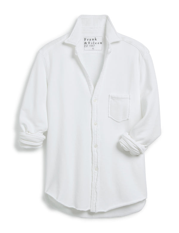 FRANK AND EILEEN - EILEEN RELAXED BUTTON UP IN TRIPLE FLEECE WHITE