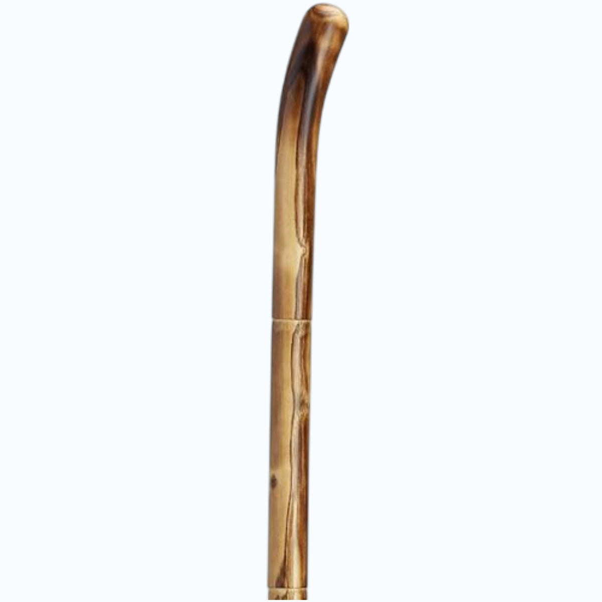 The HARVY CANES Knotted English Chestnut Walking Stick features a curved handle and natural wood grain, shown against a plain light background.