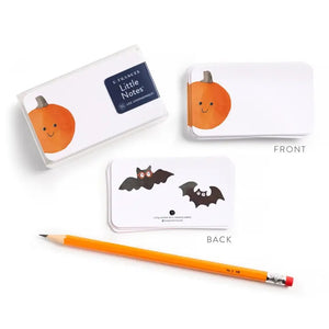 A box of E. FRANCES PAPER JACK-O-LANTERN LITTLE NOTES featuring a cheerful pumpkin illustration—perfect for non-candy Halloween treats or festive messages. The packaging reads "Little Notes® 55 USE UNSPARINGLY!" These charming notes are ideal for sharing sweet messages all spooky season long.