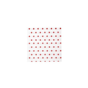 VIETRI Dot Cocktail Napkins add sophistication to an elegant display of assorted stationery on a wooden surface, featuring notepads, a patterned card, a central white pumpkin, autumn leaves, and a red ribbon.