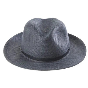 Embrace the charm of French design with TRAVAUX EN COURS' LEATHER TIE PAPER HAT. This light brown fedora, with a medium-wide brim and sleek brown leather band, offers elegance and comfort for any occasion.