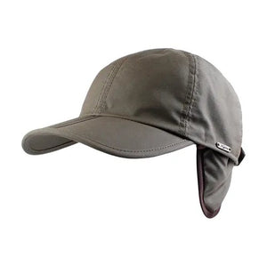 The WIGENS Classic Baseball Cap in waxed cotton with fleece lining features visible stitching and a curved brim in light gray, shown on a white background.