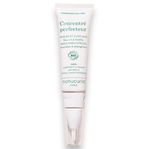 A white tube of MANUCURIST INC - MANUCURIST NOURISHING NAIL PEN with green text, featuring a clear applicator tip at the bottom for expert nail and cuticle care.