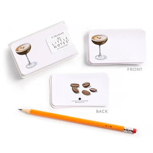E. FRANCES PAPER’s Little Notes Espresso Martini features 85 chic cocktail note cards in a clear box—perfect for cocktail lovers and stylish stationery fans. Use for lunchbox notes, surprise hellos, gift toppers, or place cards.