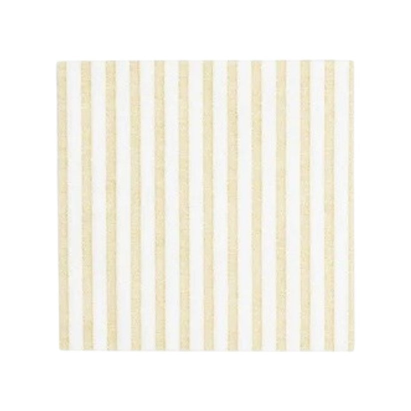 Elevate any gathering with the VIETRI - CAPRI COCKTAIL NAPKINS, LINEN—square napkins featuring vertical beige and white stripes evenly spaced across a classic linen surface, blending timeless elegance with practical design.