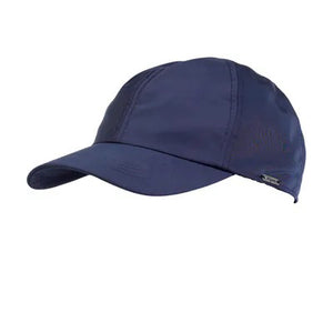 The WIGENS - CLASSIC NYLON BASEBALL CAP WITH FURRUY LINING is a black, water-repellent cap featuring visible stitching on the crown and bill, displayed against a white background.