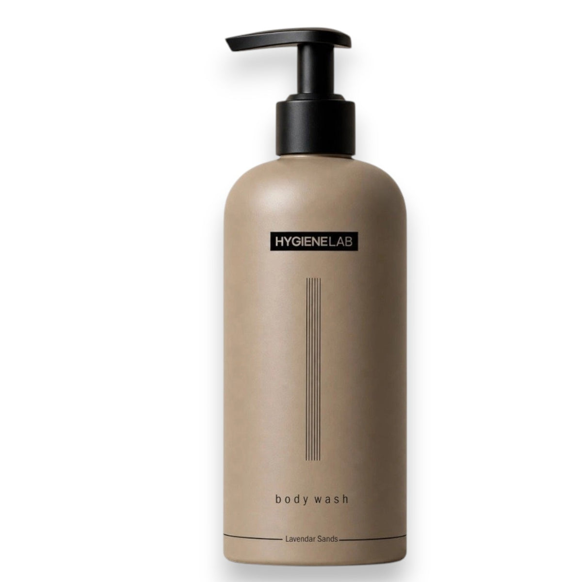 A skincare ingredients chart highlights the benefits of hyaluronic acid, glycerin, panthenol, and aloe vera, alongside images of glass containers, a dropper, and aloe leaves set against a dark background. The text emphasizes cleansing and hydrating the skin—making HYGIENELAB - BODY WASH, LAVENDER SANDS by HYGIENELAB an ideal choice for anyone seeking a nourishing natural body wash or a hydrating body wash to enhance their daily routine.