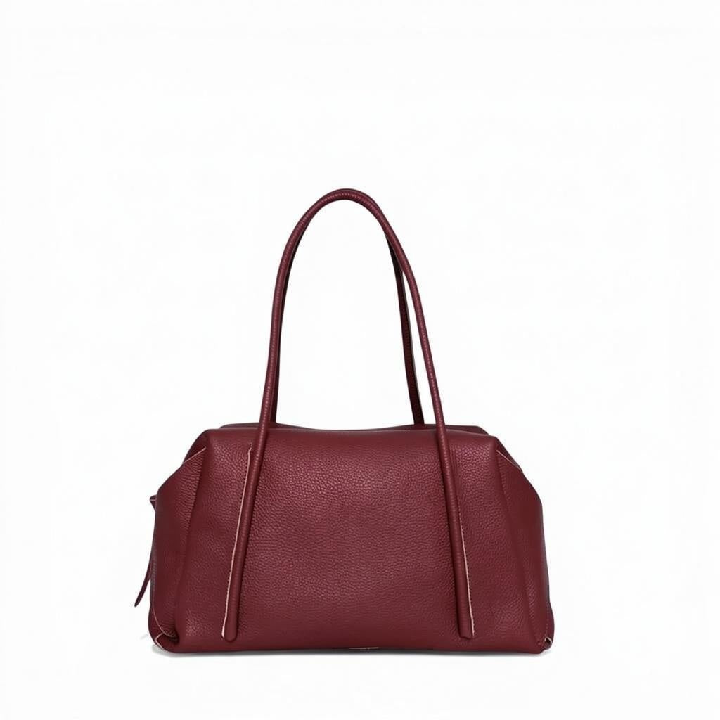 Deep red OLIVEVE - SOLARA SATCHEL IN BAROLO ITALIAN BUFFALO COWHIDE, a rectangular bag featuring long shoulder straps and a top zipper closure.