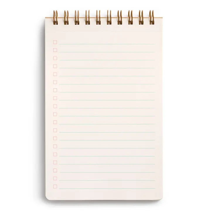 The E. FRANCES PAPER TASK PAD TOMATO GREEN GINGHAM is a spiral-bound notepad with a green and white gingham cover, a red tomato illustration, and "TASK PAD" at the top—ideal for gardening stationery enthusiasts.