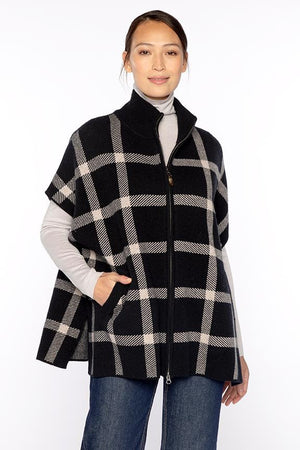 The KINROSS CASHMERE ZIP MOCK NECK CARDIGAN by KINROSS is an olive green, short-sleeve knitwear piece featuring a high ribbed collar and front zipper closure, crafted from a versatile cashmere blend. Displayed against a white background.