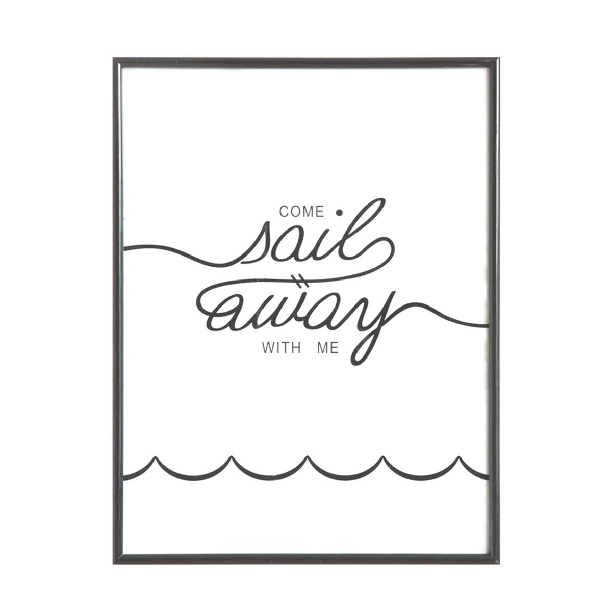 The COME SAIL WITH ME FRAMED ARTWORK by CREATIVE COOP is a 12x16&quot; piece that showcases the phrase &quot;Come Sail Away with Me&quot; in an elegant script, paired with a minimalist wave illustration beneath the text.