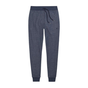 MACK WELDON ACE Relaxed Fit Sweatpants in True Navy Bird’s Eye for men, featuring a drawstring waistband, ribbed cuffs, and subtle stitching details, shown on a white background. Inspired by signature MACK WELDON comfort and style.