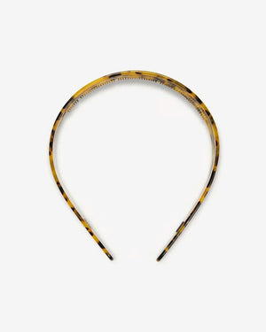 The MACHETE - WIDE HEADBAND by MACHETE is crafted from Italian acetate in a cream hue with dark brown tortoiseshell-style spots. Shown against a white background, this lightweight headband combines stylish design with all-day comfort.