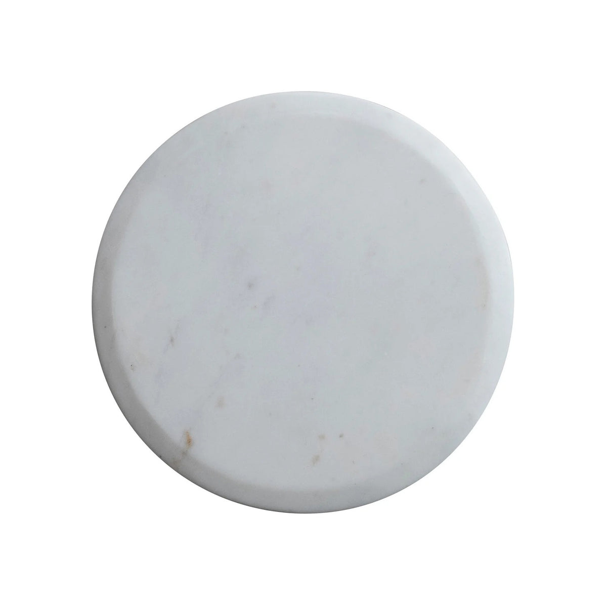 The CREATIVE COOP MARBLE TOP GOLD MARTINI TABLE features a white marble top, a slim gold pedestal stem, and a circular gold base, shown against a white background.