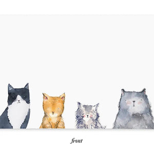 The E. FRANCES PAPER - CAT'S MEOW LITTLE NOTES features charming illustrations of five cats at the bottom, perfect for lunch box love notes and thoughtful reminders.