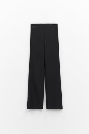ELEH - BLACK DRESS PANTS by ELEH featuring a high-rise waist and wide-leg design, displayed against a plain white background.