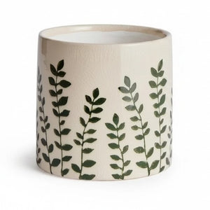 The NAPA HOME AND GARDEN Maren Pot, Small, features embossed leafy designs on white ceramic—a perfect orchid vessel to pair with its larger counterpart for a coordinated display.