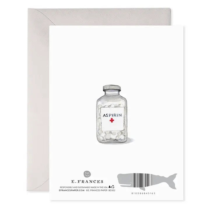 The E. FRANCES PAPER &quot;TEQUILA BIRTHDAY&quot; card features a hand-painted Patrón tequila bottle with orange sunglasses and a blue-and-yellow band, plus a mic. “HAPPY BIRTHNIGHT” text, comes with an envelope. Made in the USA.