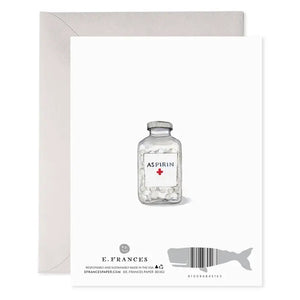 The E. FRANCES PAPER "TEQUILA BIRTHDAY" card features a hand-painted Patrón tequila bottle with orange sunglasses and a blue-and-yellow band, plus a mic. “HAPPY BIRTHNIGHT” text, comes with an envelope. Made in the USA.